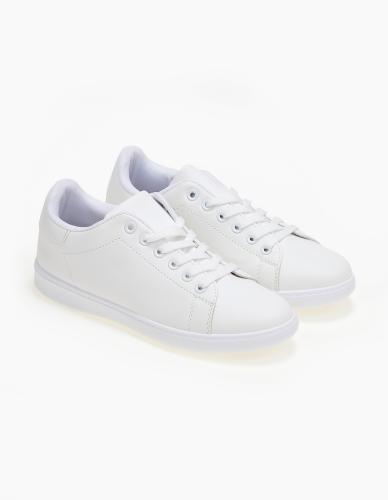 Basic sneakers με κορδόνια - Λευκό